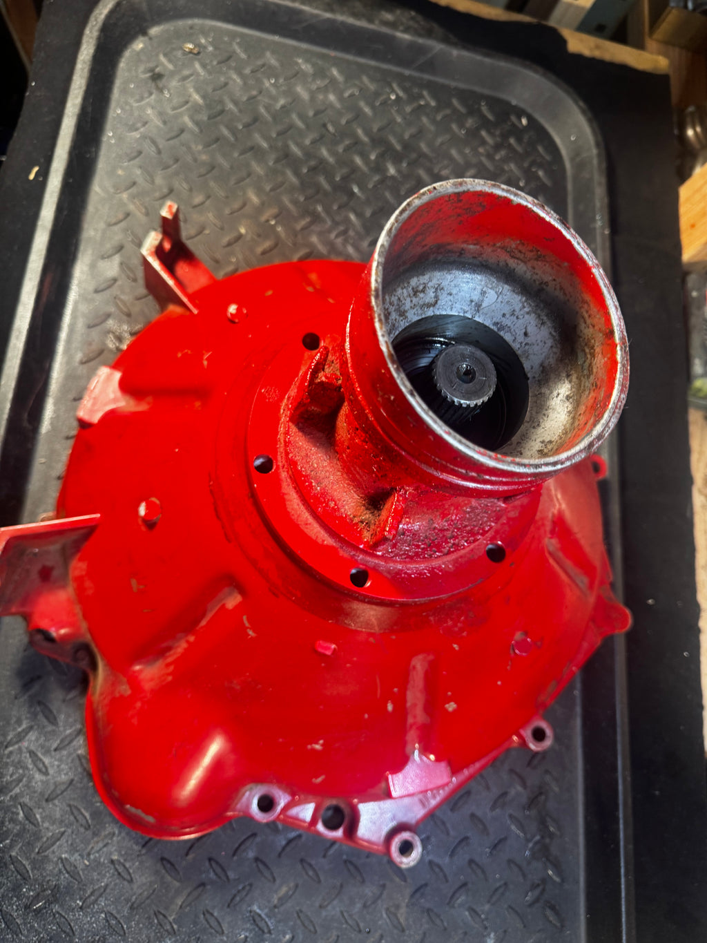 Rebuilt Volvo Penta flywheel cover bellhousing